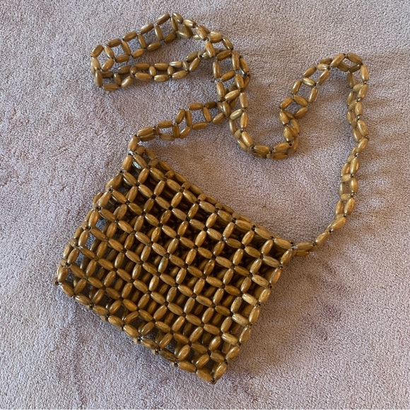 Handmade Wood Open Bead Crossbody Bag - Picture 8 of 9